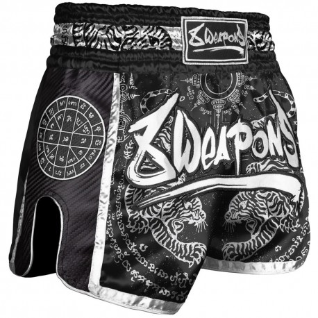 8 WEAPONS - Muay Thai Shorts - Carbon Sak Yant Tigers